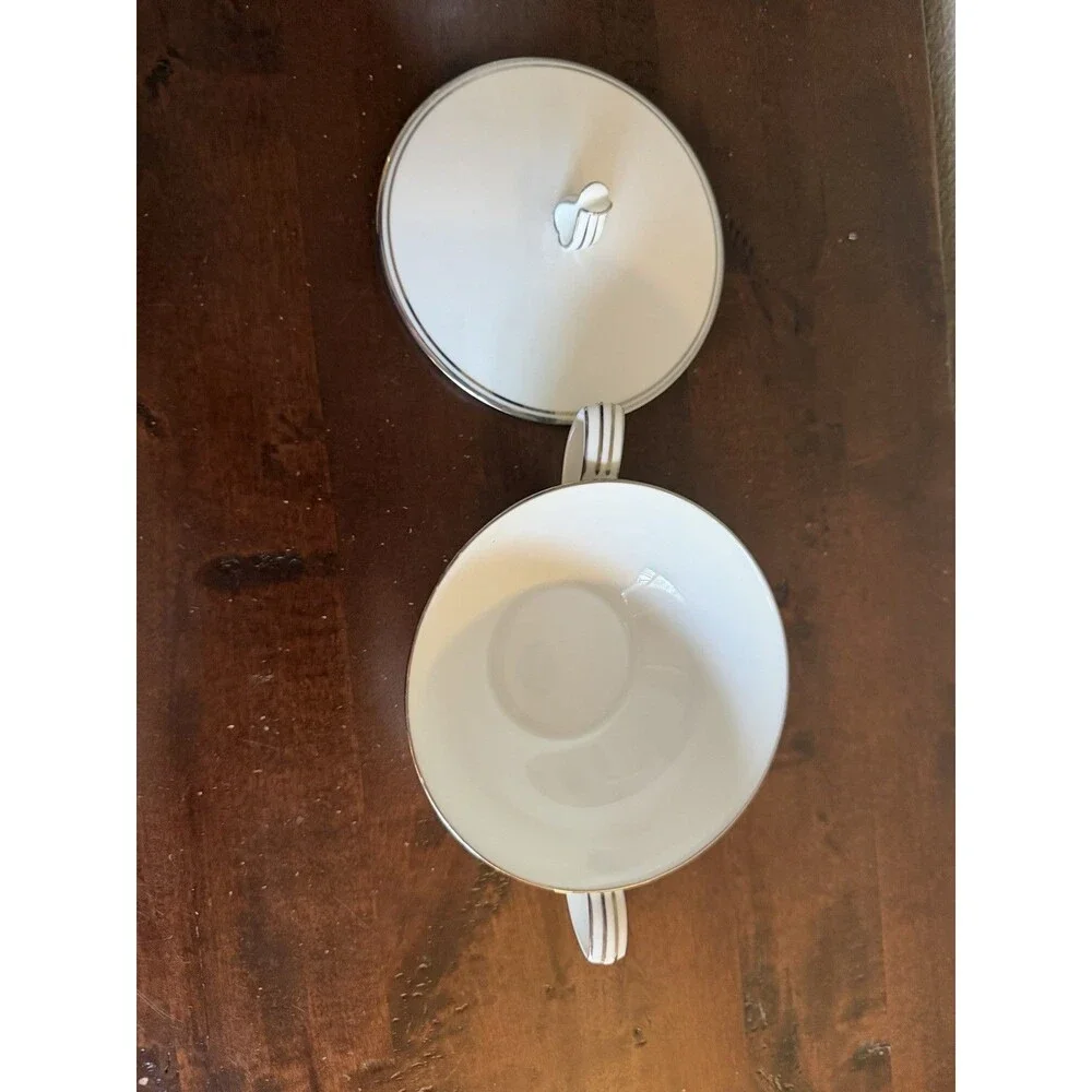 Noritake Fine China Rare Winston Cream and Sugar Set Platinum Trim Made In Japan